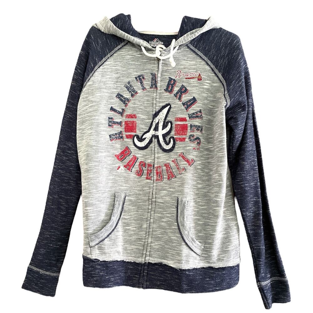 Majestic Fan Fashion Atlanta Braves Full Zip Hoodie Large
